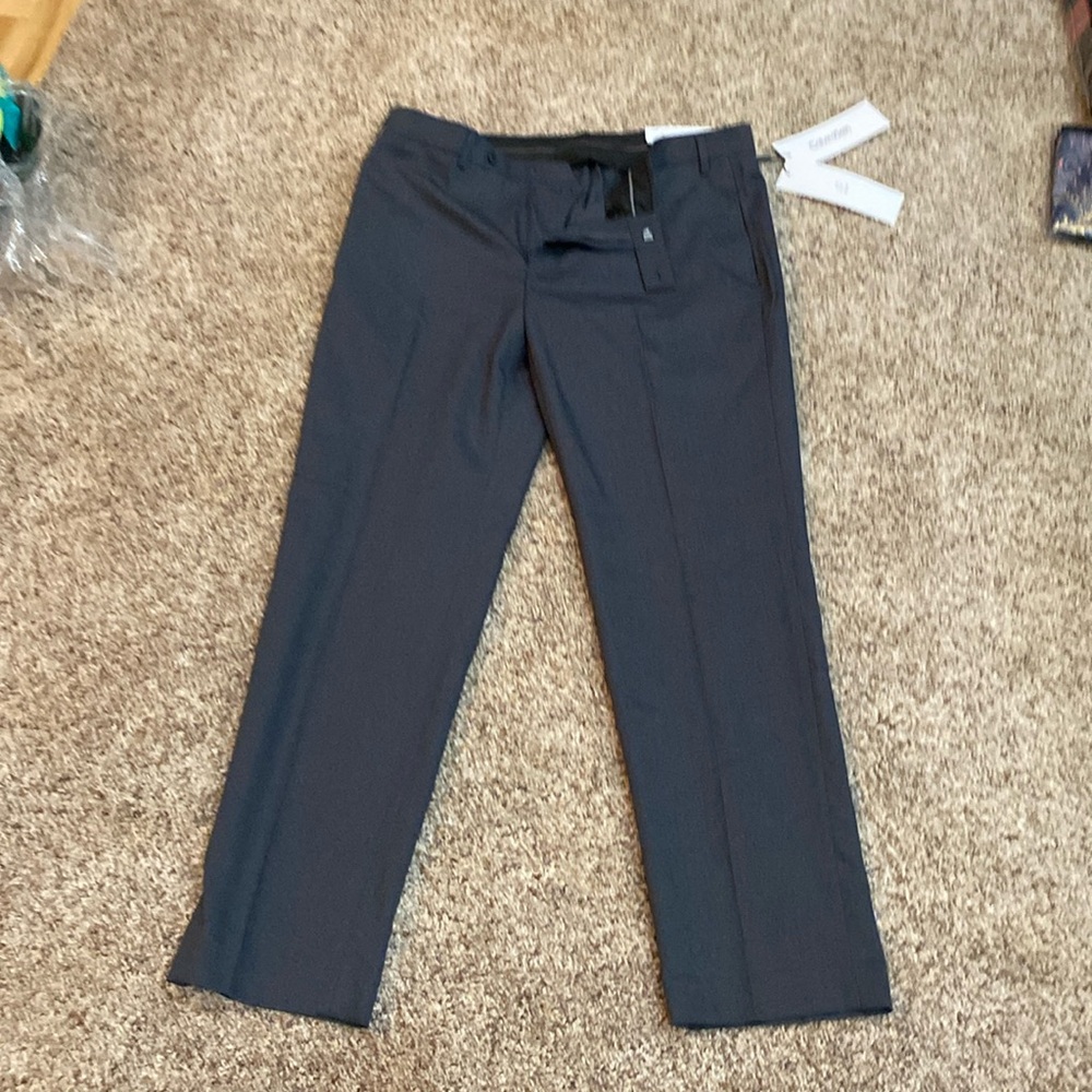 New mens Calvin Klein charcoal dress pants. 36 x 30